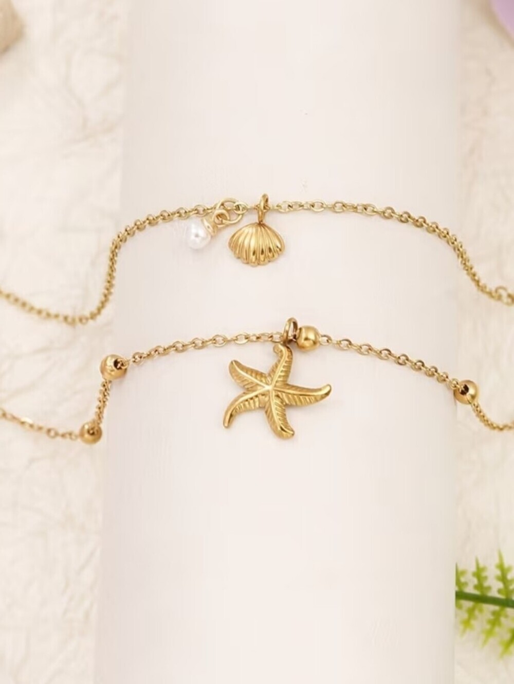 Ankle Stainless Steel Shell & Starfish AnkleSet2 - Picture 2 of 4